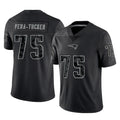 Perkns NE.Patriots #75 Alijah Vera-Tucker Player Black Reflective LImited Home Game Stitched Jerseys