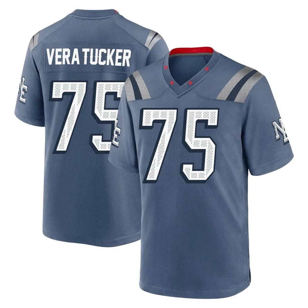 Perkns NE.Patriots #75 Alijah Vera-Tucker Player Blue Rivalries Collection Home Game Stitched Jerseys