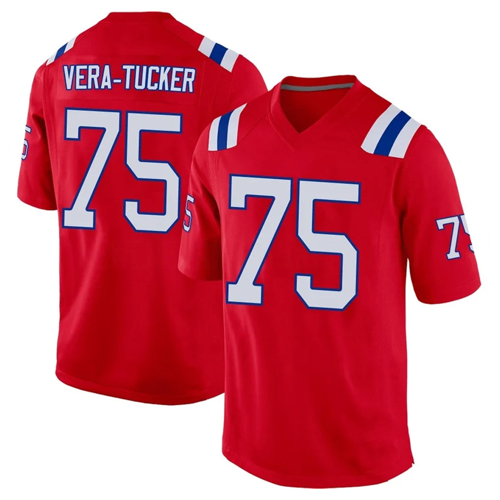 Perkns NE.Patriots #75 Alijah Vera-Tucker Player Red Home Game Stitched Jerseys