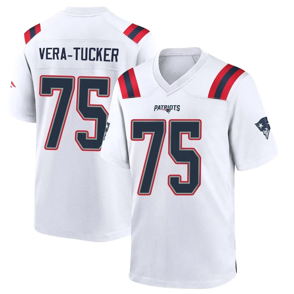 Perkns NE.Patriots #75 Alijah Vera-Tucker Player White Home Game Stitched Jerseys
