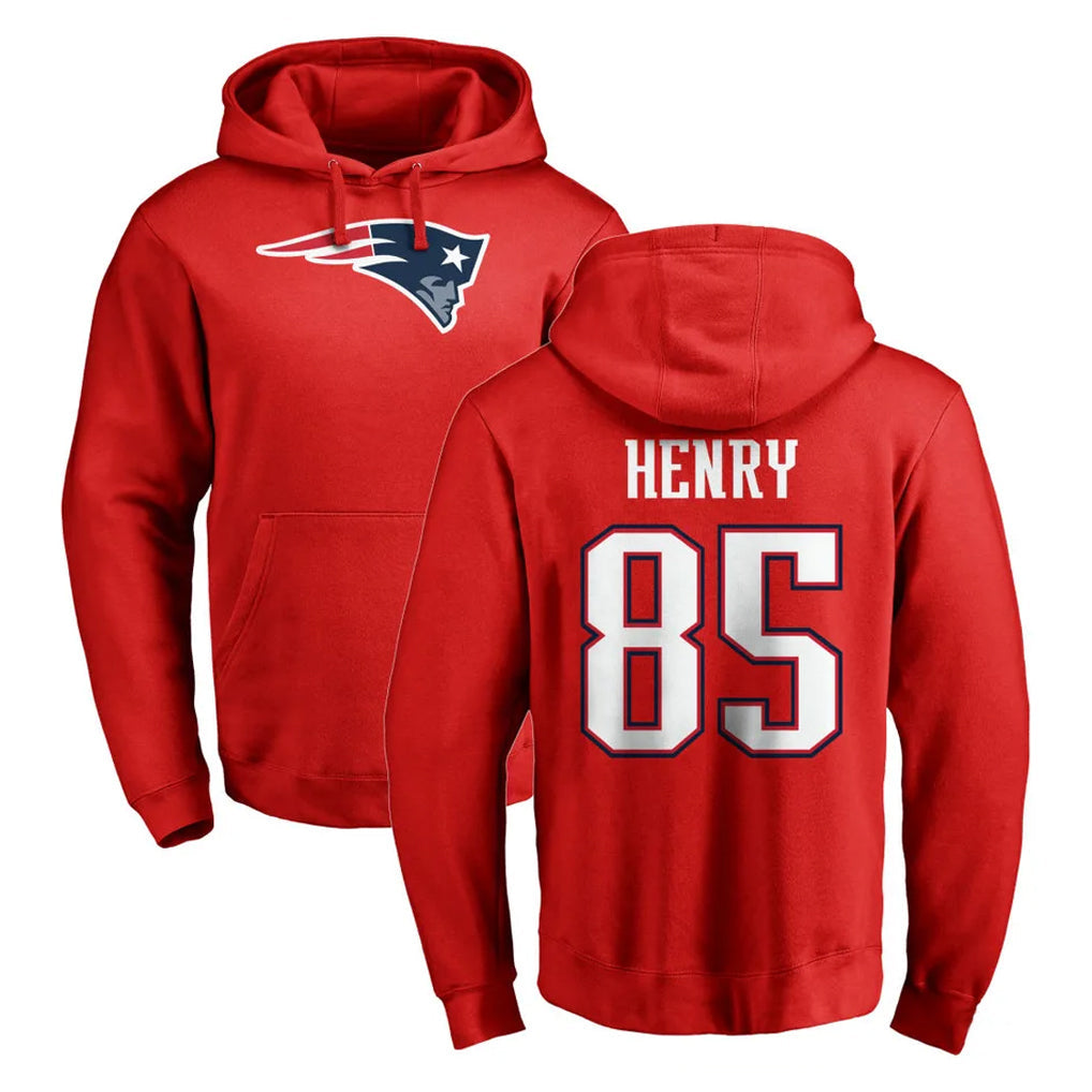Perkns NE.Patriots #85 Hunter Henry Player Red LOGO Pullover Hoodies Home Game Stitched Jerseys