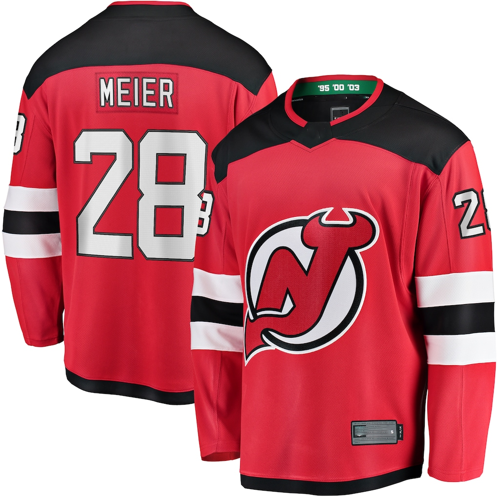 Perkns N.Jersey Devils #28 Timo Meier Red Home Breakaway Jerseys