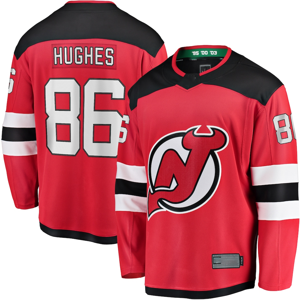 Perkns N.Jersey Devils #86 Jack Hughes Red Breakaway Player Jerseys