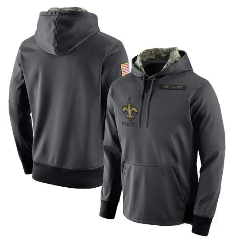 Perkns NO.Saints Gray Pullover Hoodies Limited Blank Player Stitched Jerseys