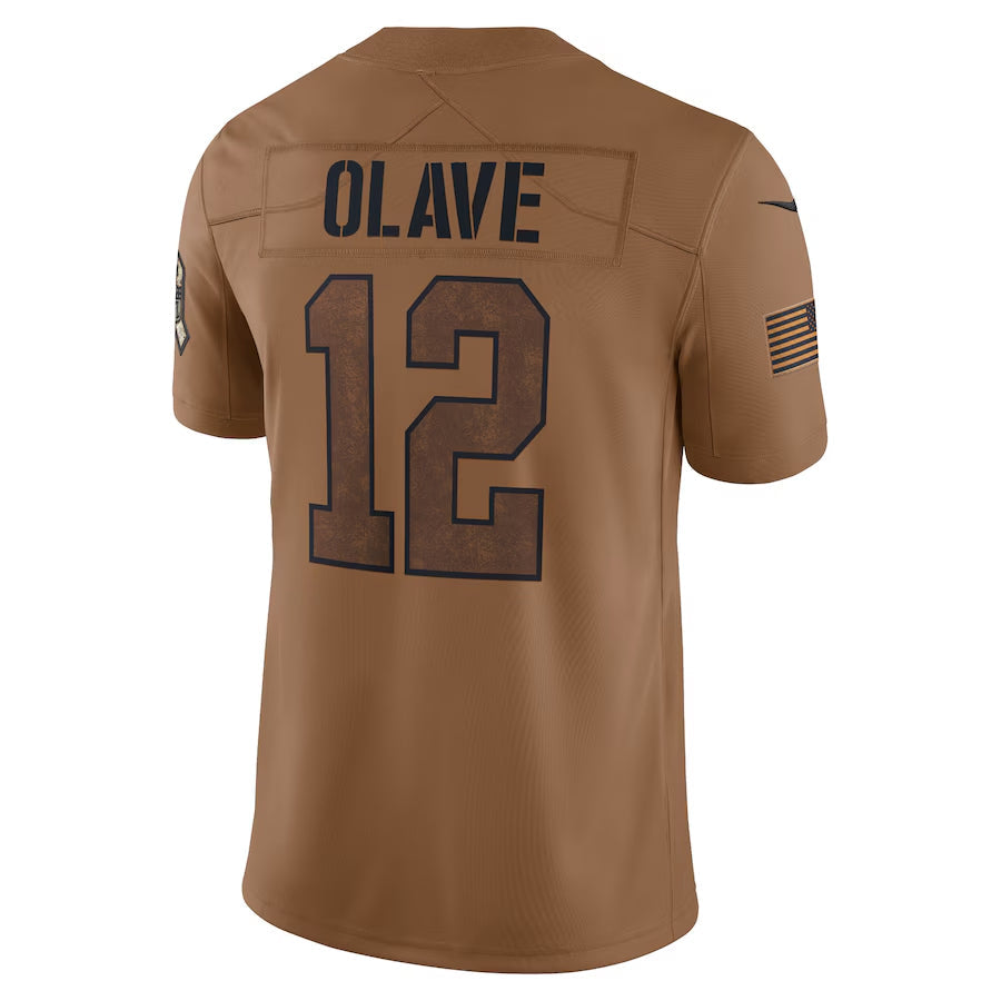 Perkns NO.Saints #12 Chris Olave Player Brown Salute To Service Limited Stitched Jerseys