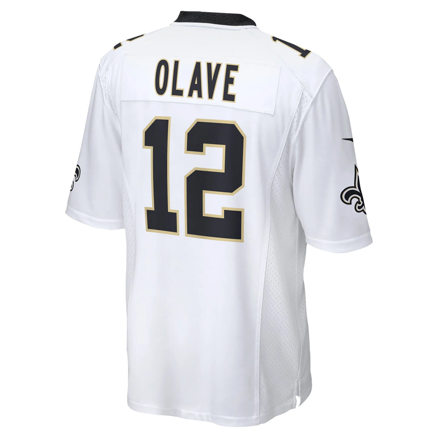 Perkns NO.Saints #12 Chris Olave Player White Home Game Stitched Jerseys