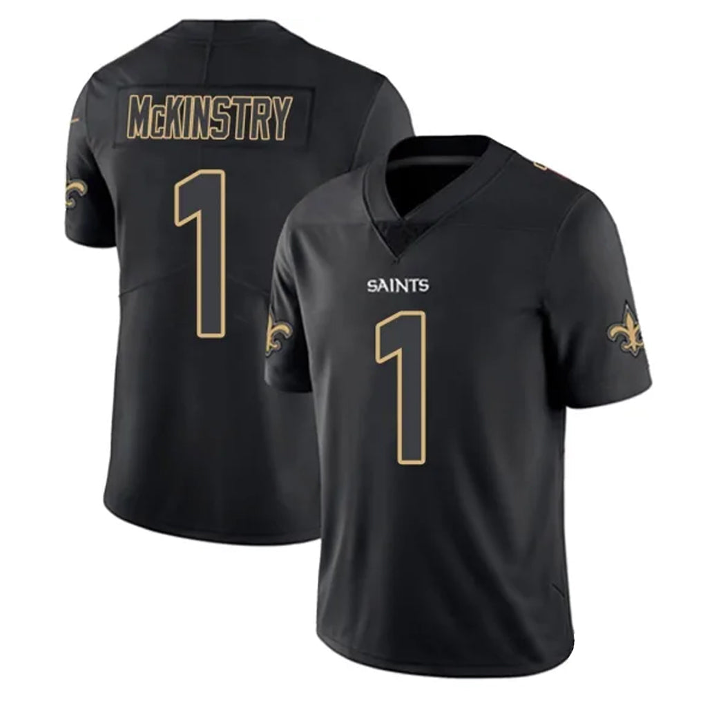 Perkns NO.Saints #1 Kool-Aid McKinstry Player Black Impact Limited Home Game Stitched Jerseys