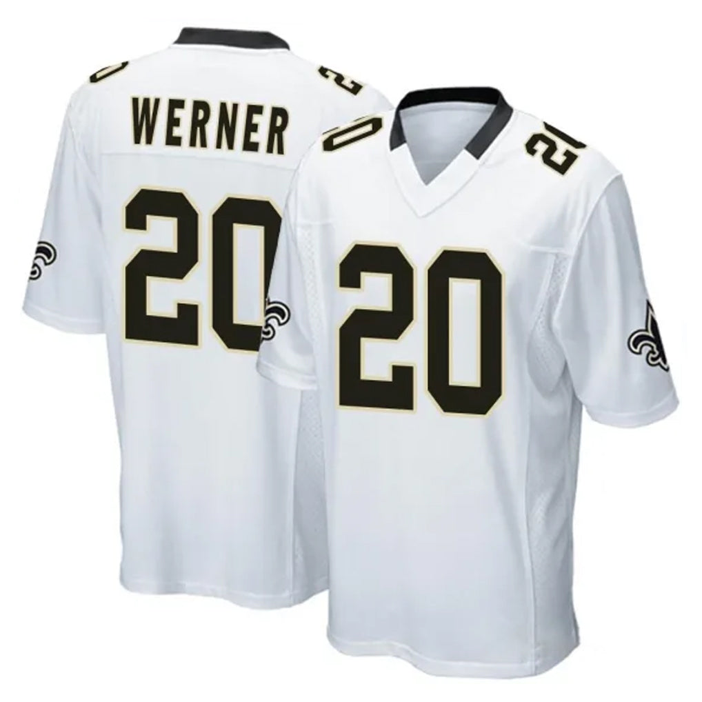 Perkns NO.Saints #20 Pete Werner Player White Home Game Stitched Jerseys