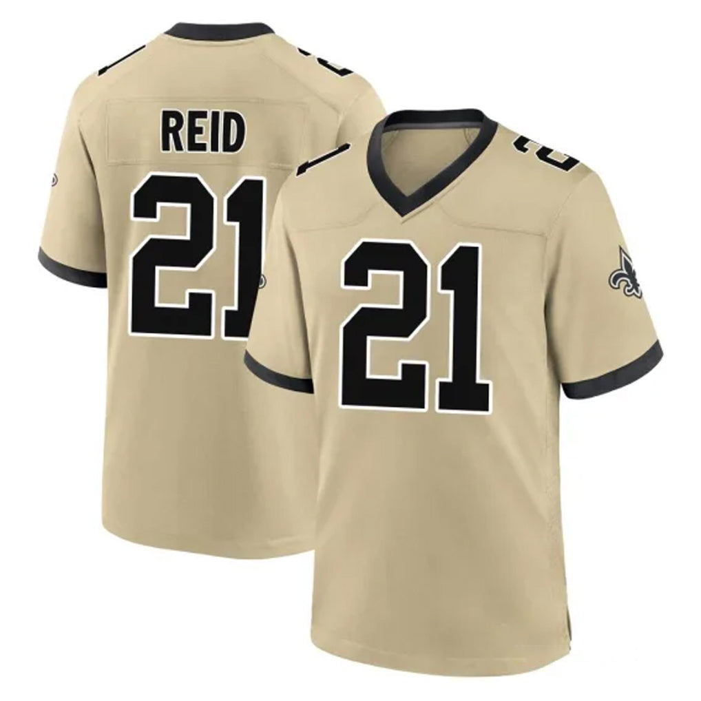 Perkns NO.Saints #21 Justin Reid Player Gold Home Game Stitched Jerseys