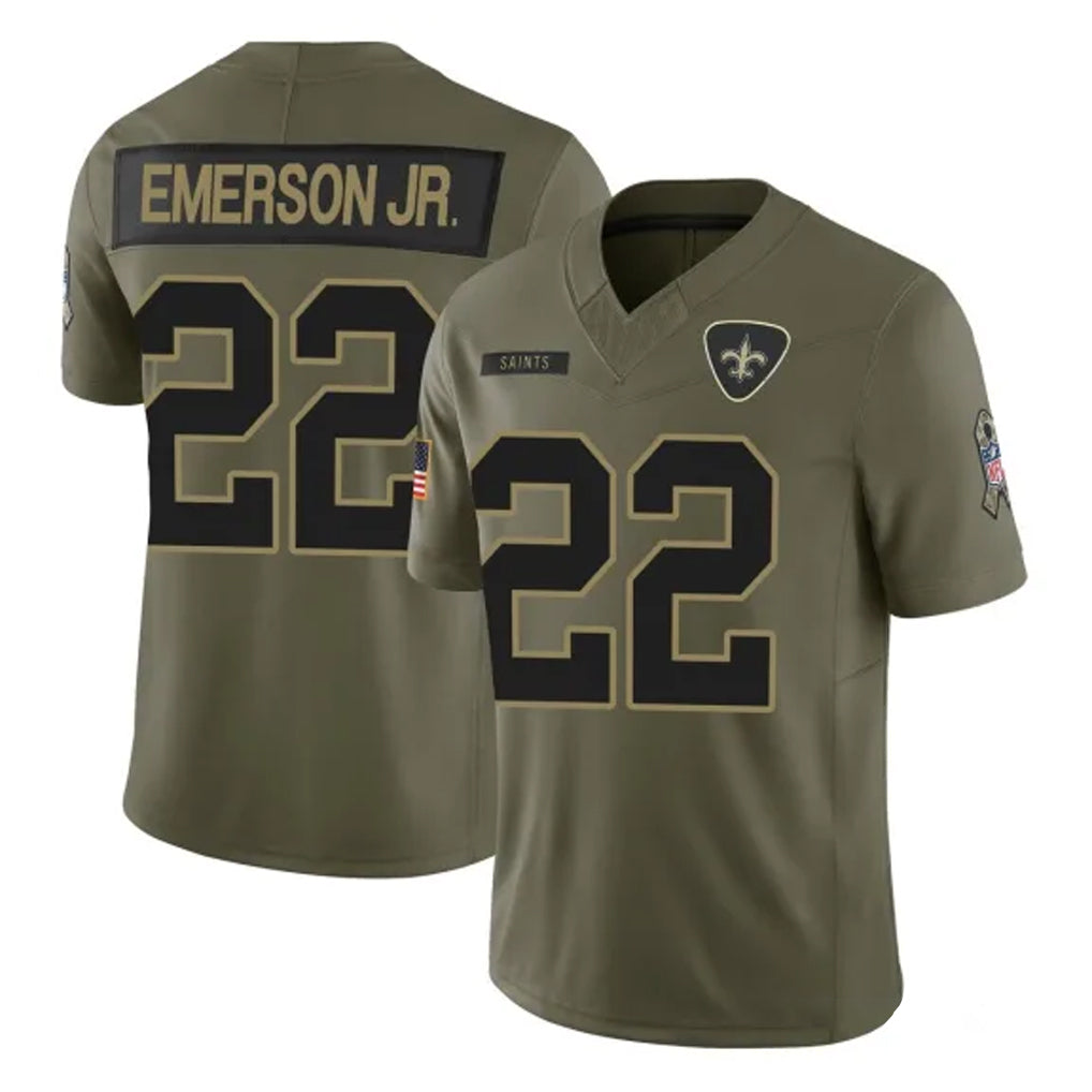 Perkns NO.Saints #22 Martin Emerson Jr. Player Olive 2025 Salute To Service Limited Stitched Jerseys
