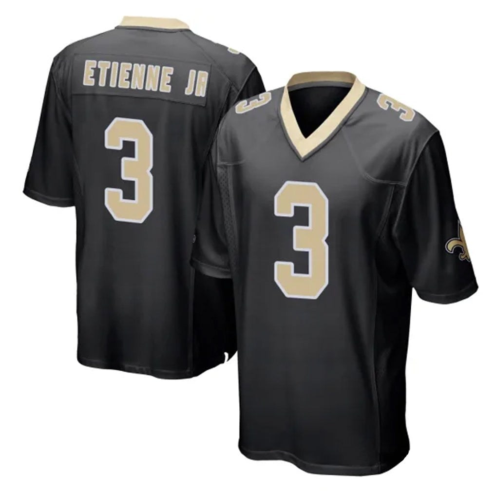 Perkns NO.Saints #3 Travis Etienne Jr. Player Black Home Game Stitched Jerseys