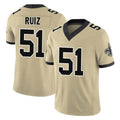 Perkns NO.Saints #51 Cesar Ruiz Player Gold Limited Vapor F.U.S.E. Home Game Stitched Jerseys