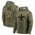 Perkns NO.Saints #51 Cesar Ruiz Player Olive Salute to Service Pullover Hoodies Home Game Stitched Jerseys