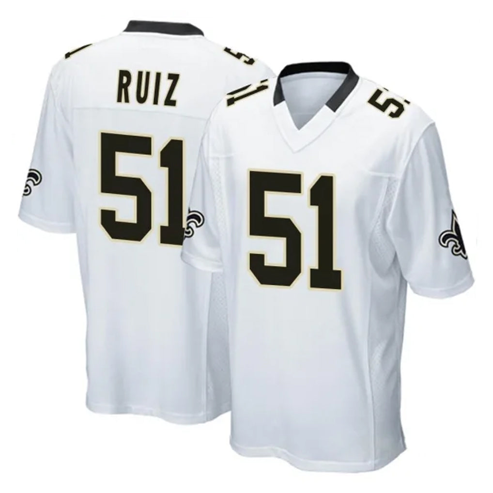 Perkns NO.Saints #51 Cesar Ruiz Player White Home Game Stitched Jerseys