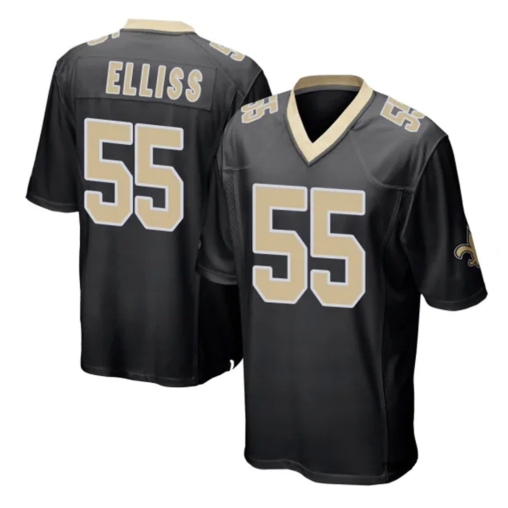 Perkns NO.Saints #55 Kaden Elliss Player Black Home Game Stitched Jerseys