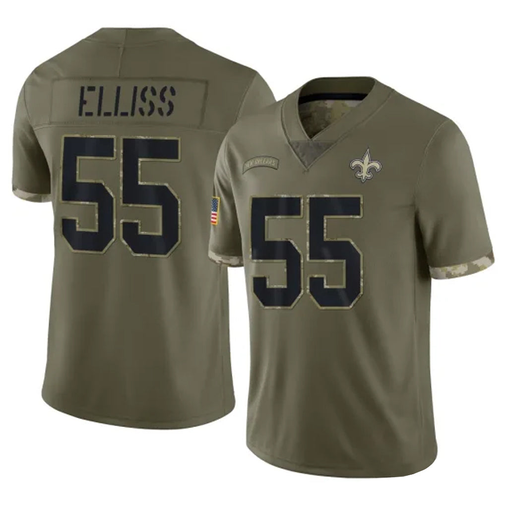 Perkns NO.Saints #55 Kaden Elliss Player Olive Salute To Service Limited Stitched Jerseys