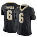 Perkns NO.Saints #6 Tyler Shough Player Black Limited Vapor F.U.S.E. Home Game Stitched Jerseys