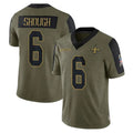 Perkns NO.Saints #6 Tyler Shough Player Olive Salute To Service Limited Game Stitched Jerseys