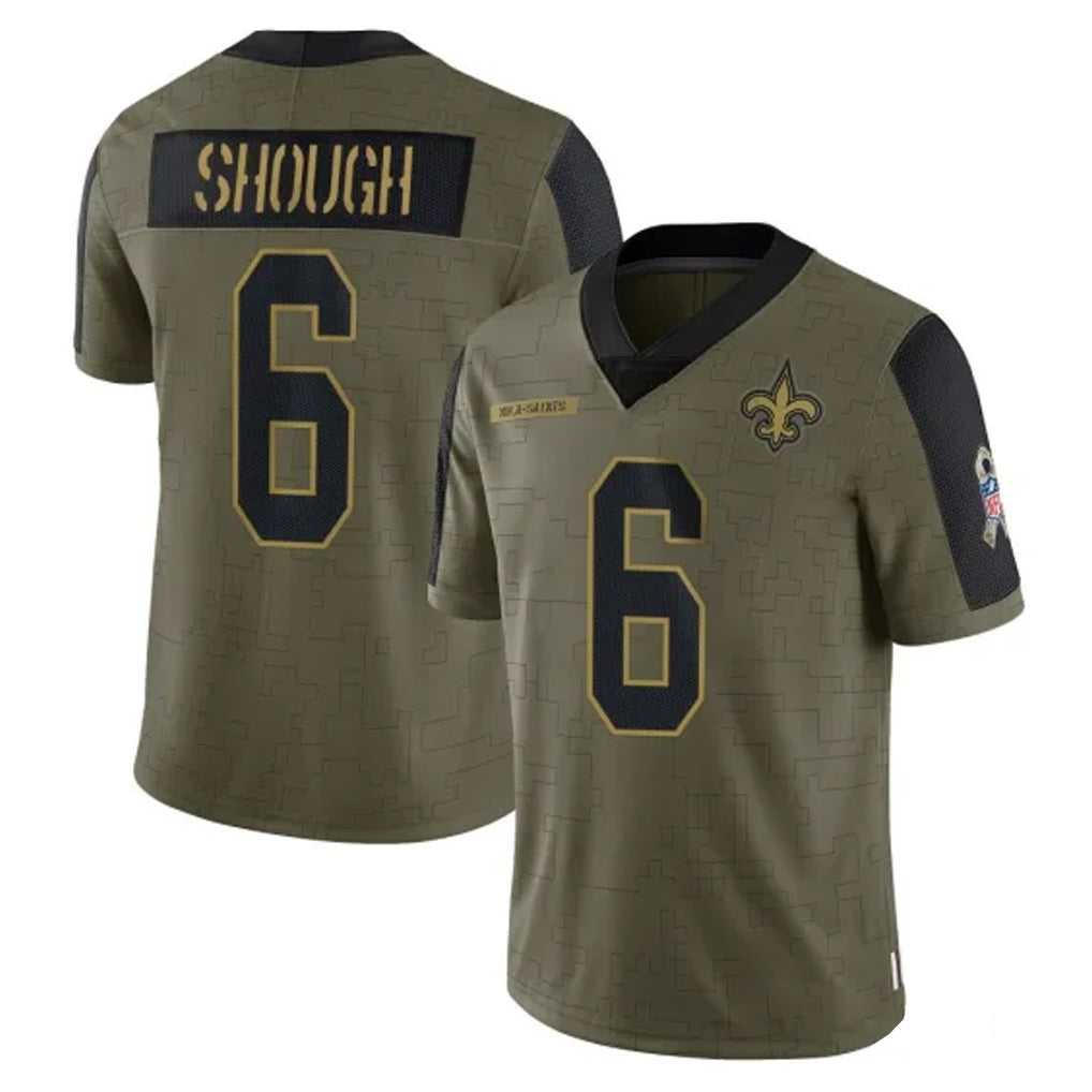 Perkns NO.Saints #6 Tyler Shough Player Olive Salute To Service Limited Game Stitched Jerseys