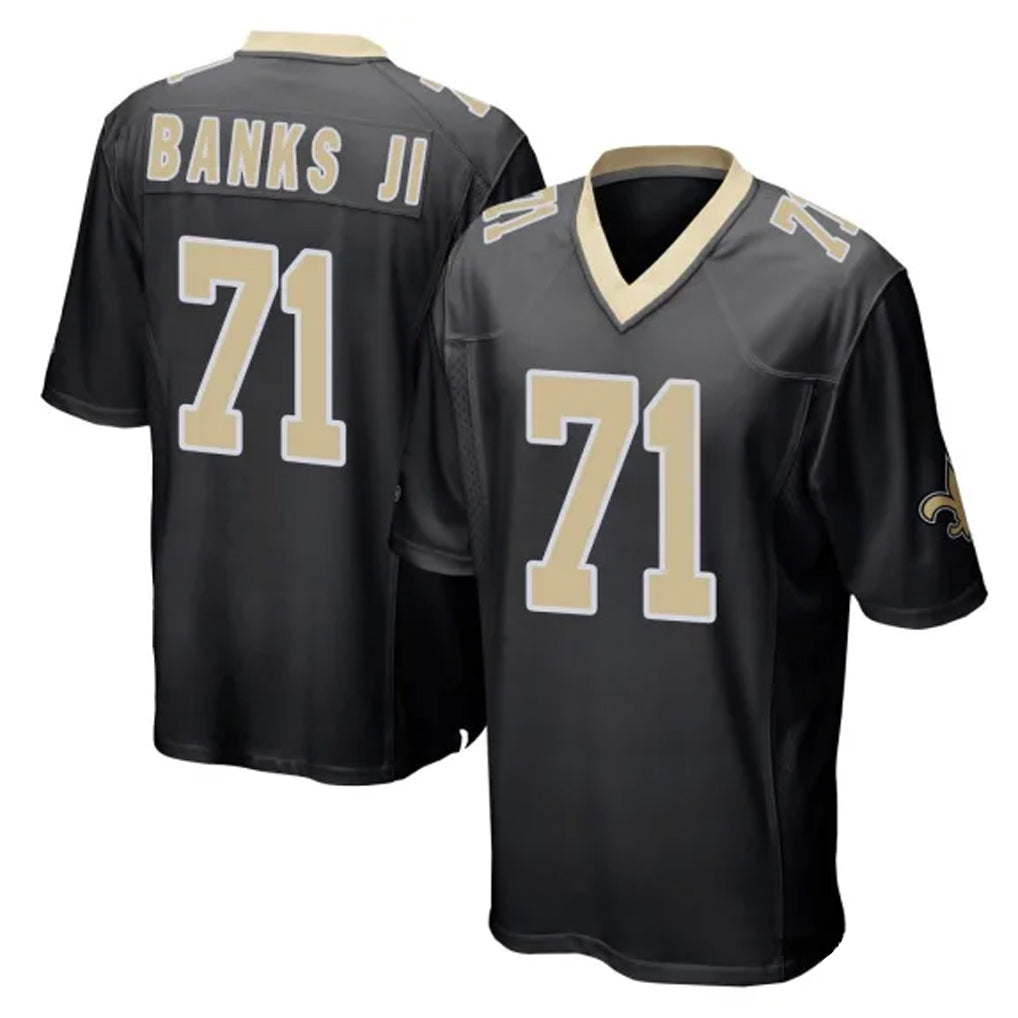 Perkns NO.Saints #71 Kelvin Banks Jr. Player Black Home Game Stitched Jerseys