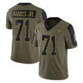Perkns NO.Saints #71 Kelvin Banks Jr. Player Olive Salute To Service Limited Game Stitched Jerseys