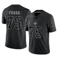 Perkns NO.Saints #75 Taliese Fuaga Player Black Limited Reflective Home Game Stitched Jerseys