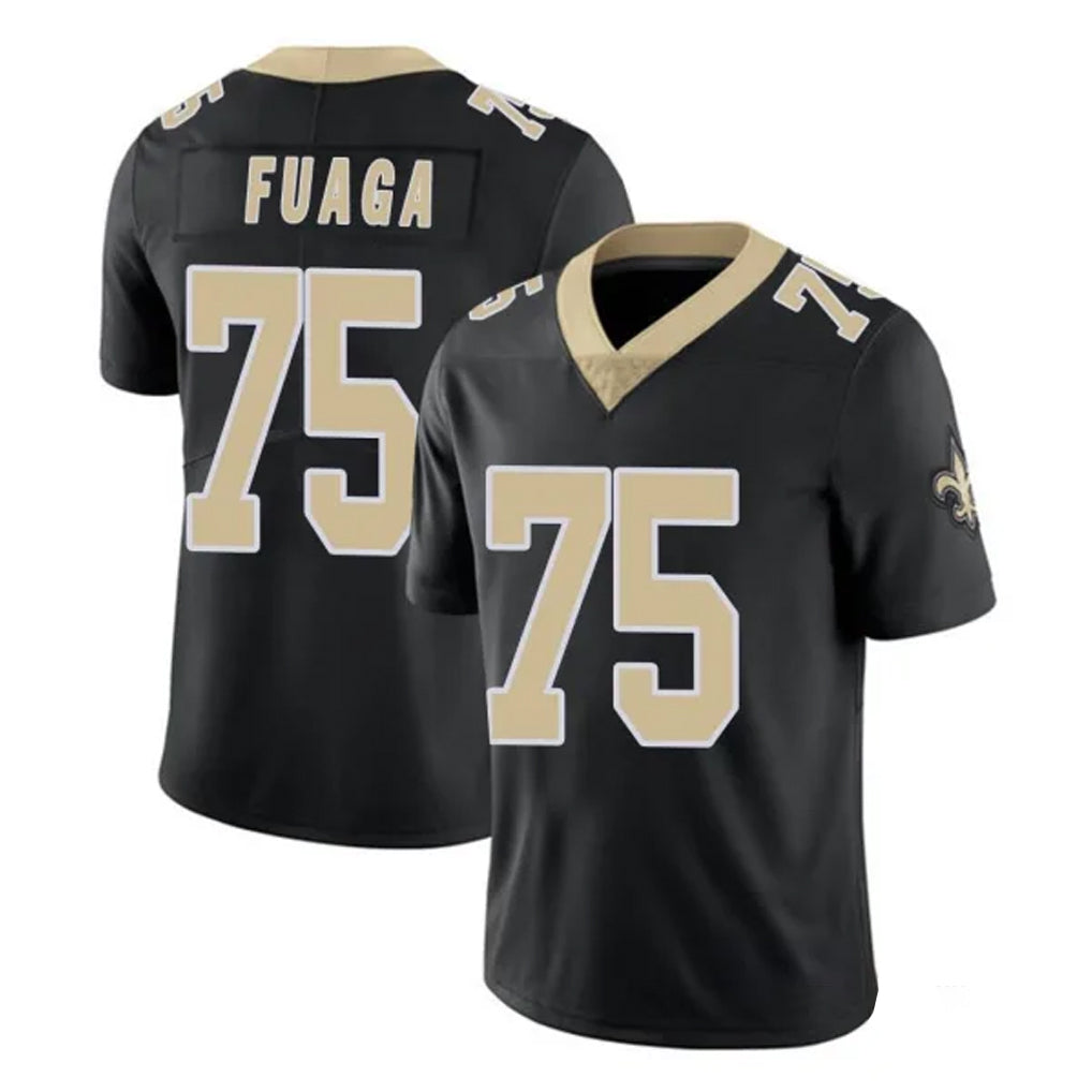 Perkns NO.Saints #75 Taliese Fuaga Player Black Limited Vapor Untouchable Home Game Stitched Jerseys