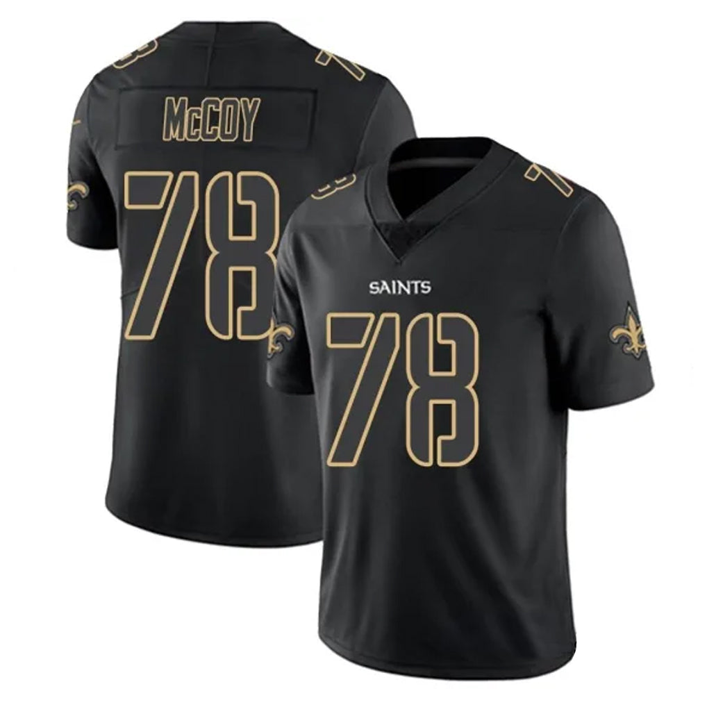 Perkns NO.Saints #78 Erik McCoy Player Black Impact Limited Home Game Stitched Jerseys