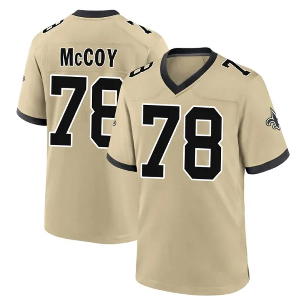 Perkns NO.Saints #78 Erik McCoy Player Gold Home Game Stitched Jerseys