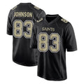 Perkns NO.Saints #83 Juwan Johnson Player Black Carbon Fashion Home Game Stitched Jerseys
