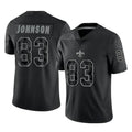 Perkns NO.Saints #83 Juwan Johnson Player Black Limited Reflective Home Game Stitched Jerseys