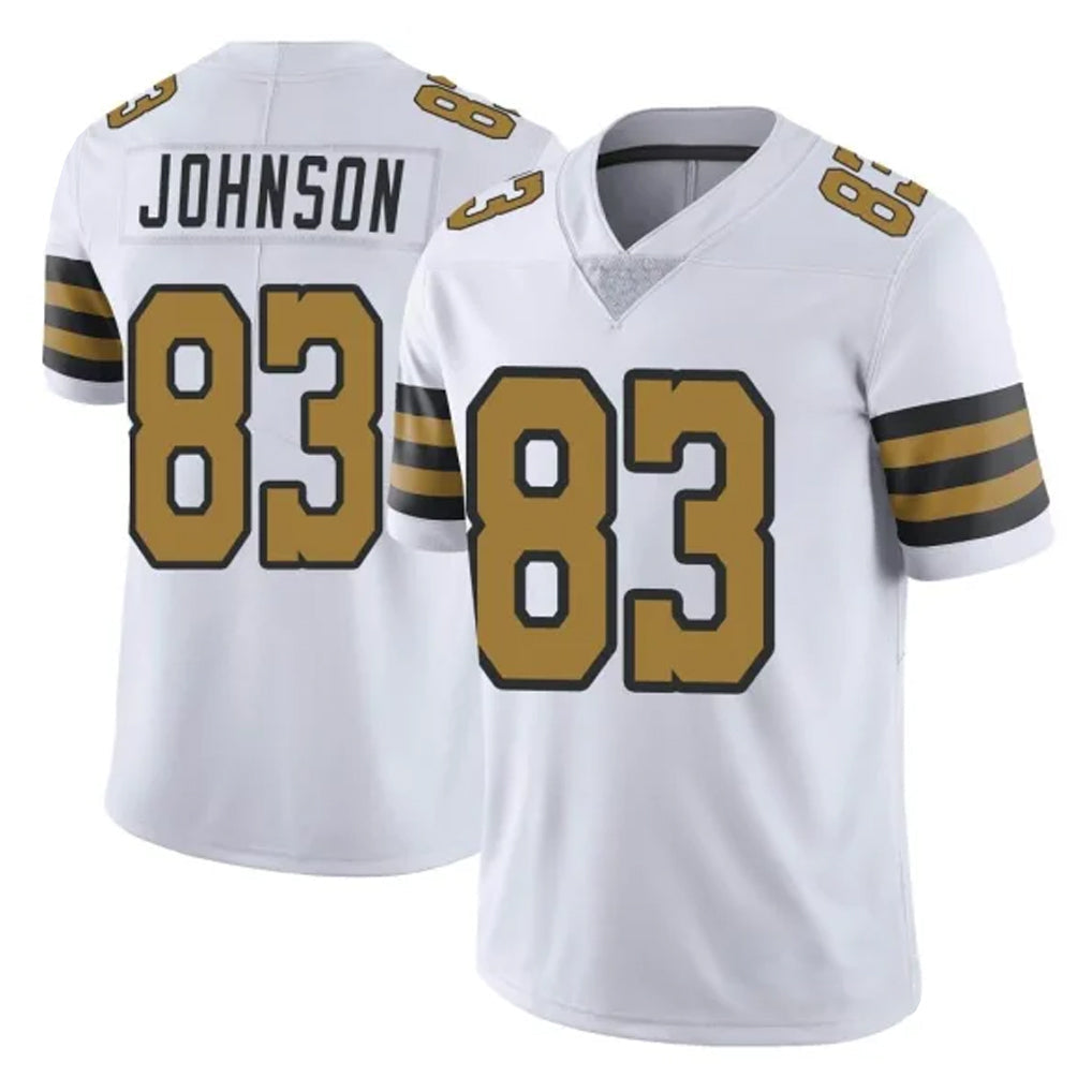 Perkns NO.Saints #83 Juwan Johnson Player White Limited Color Rush Home Game Stitched Jerseys