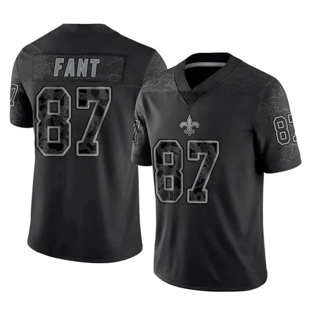 Perkns NO.Saints #87 Noah Fant Player Black Limited Reflective Home Game Stitched Jerseys