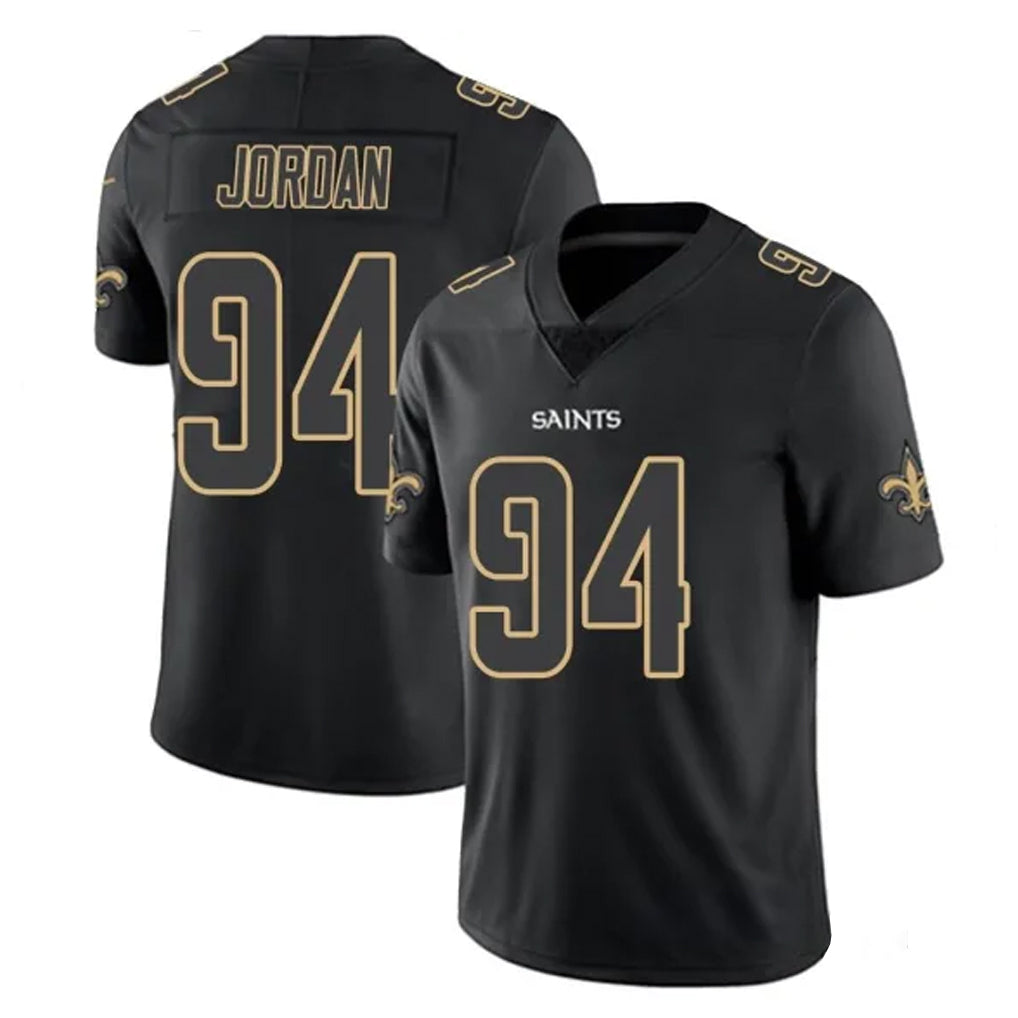 Perkns NO.Saints #94 Cameron Jordan Player Black Impact Limited Home Game Stitched Jerseys