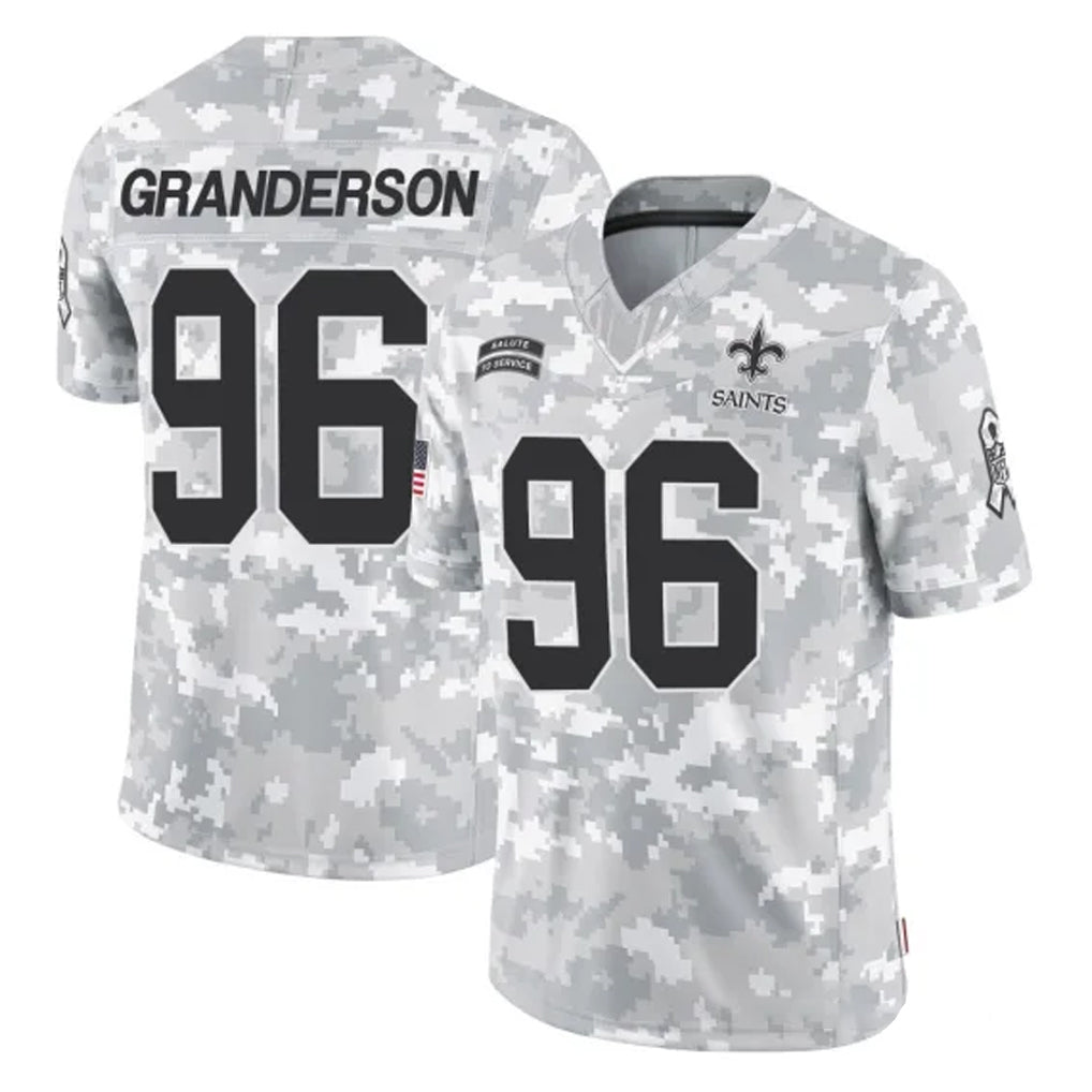 Perkns NO.Saints #96 Carl Granderson Player Arctic Camo Salute To Service Limited Game Stitched Jerseys