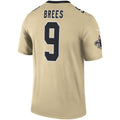 Perkns NO.Saints #9 Drew Brees Gold Inverted Legend Stitched Jerseys