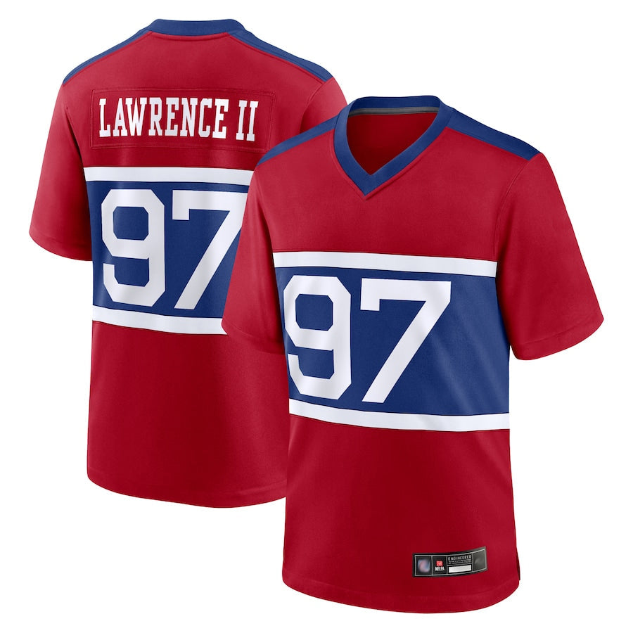 Perkns NY.Giants Secondary Throwback Alternate Jerseys - Red - #97 Dexter Lawrence II Player