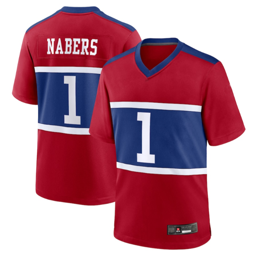 Perkns NY.Giants #1 Malik Nabers Century Red Alternate Game Stitched Jerseys