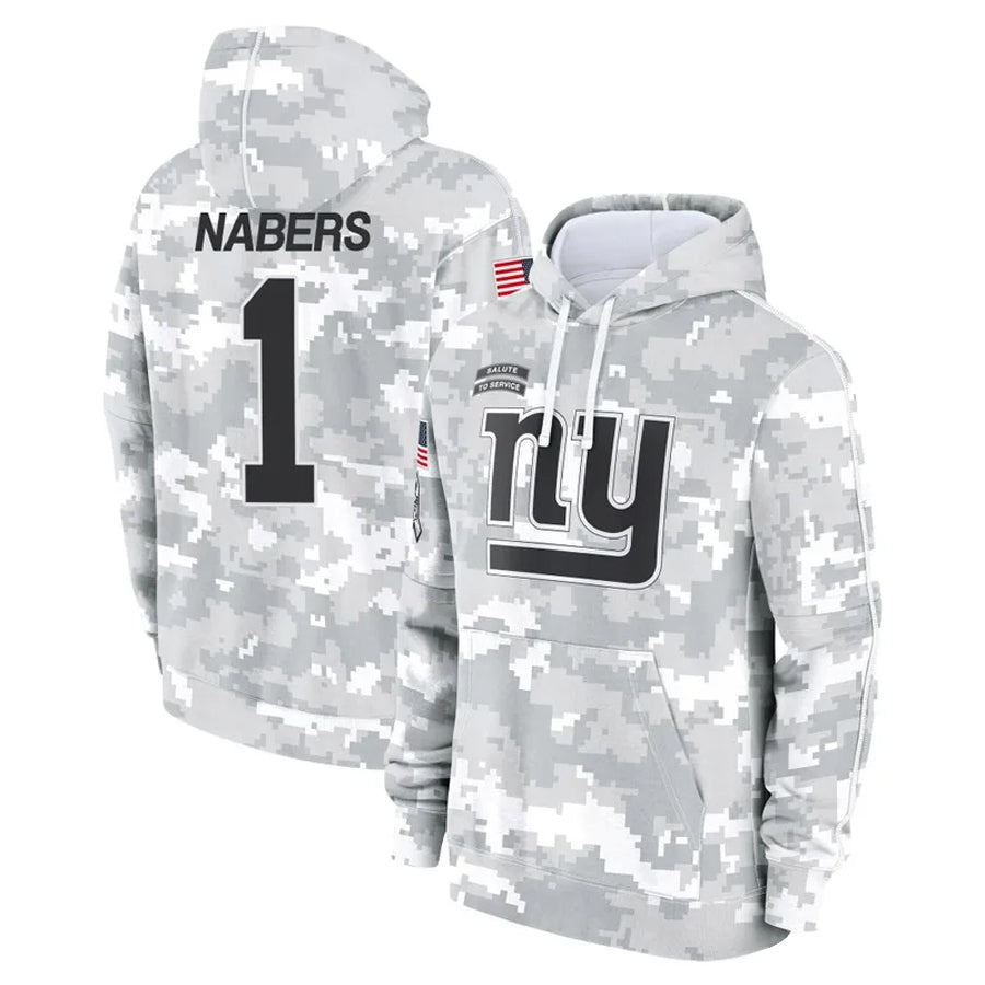 Perkns NY.Giants #1 Malik Nabers Player Salute to Service Hoodies Stitched Jerseys