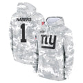 Perkns NY.Giants #1 Malik Nabers Player Salute to Service Hoodies Stitched Jerseys