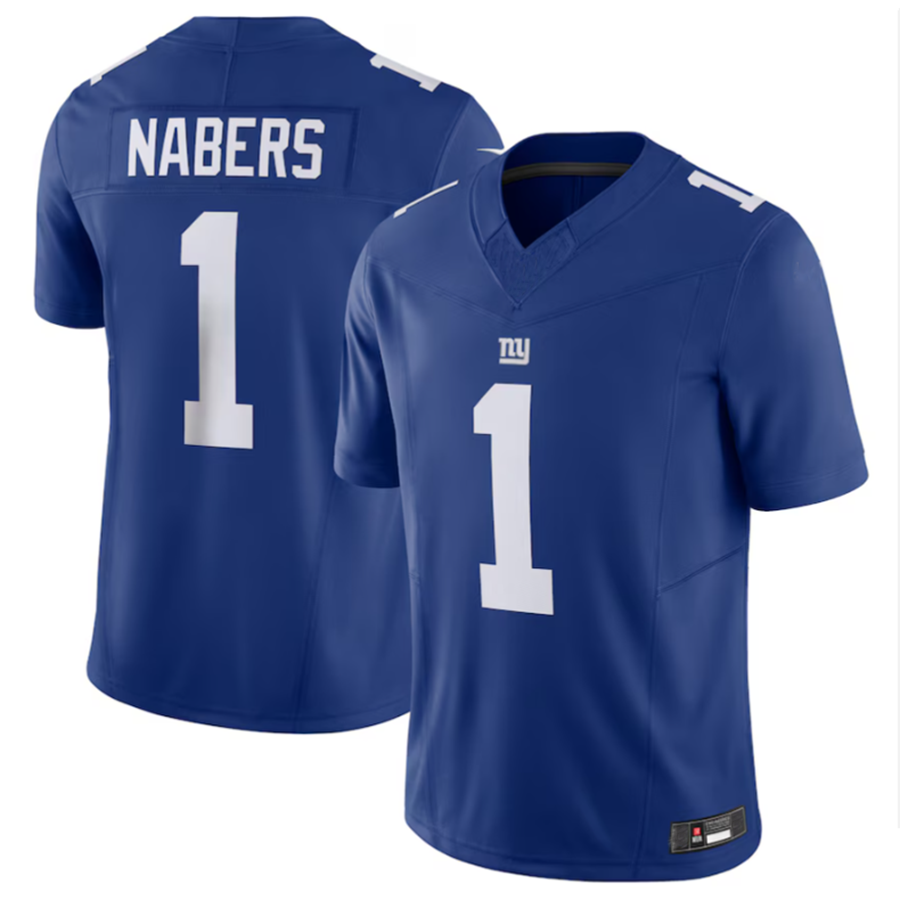 Perkns NY.Giants #1 Malik Nabers Royal Vapor F.U.S.E. Limited American Stitched Stitched Jersey