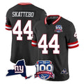Perkns NY.Giants #44 Cam Skattebo Player Black 100th Season & State Patch Vapor Limited Home Game Stitched Jerseys