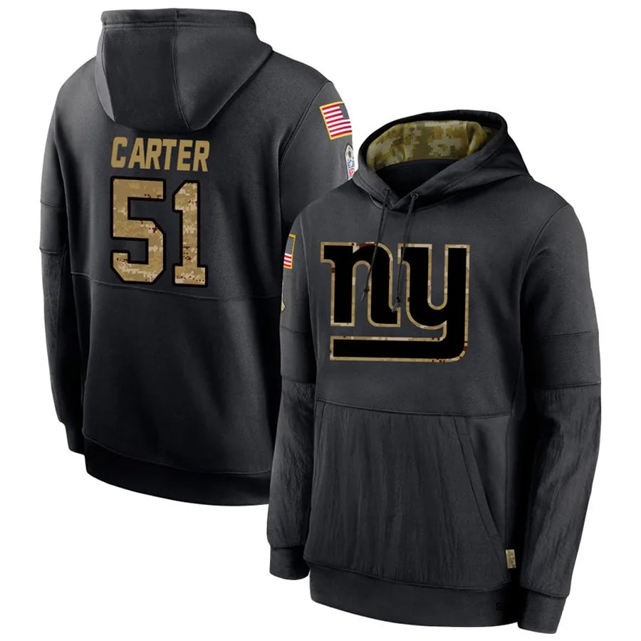 Perkns NY.Giants #51 Abdul Carter Player Black Salute to Service Hoodies Stitched Jerseys