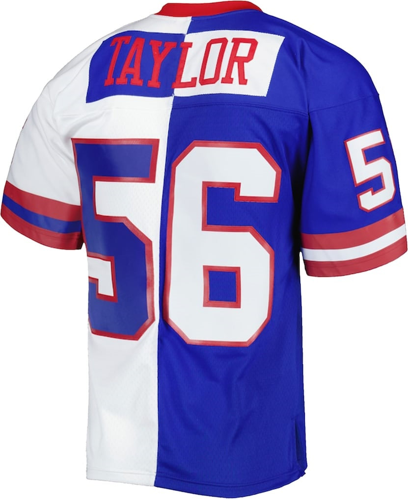 Perkns NY.Giants #56 Lawrence Taylor Mitchell & Ness Royal-White Split Legacy Replica Stitched Jerseys