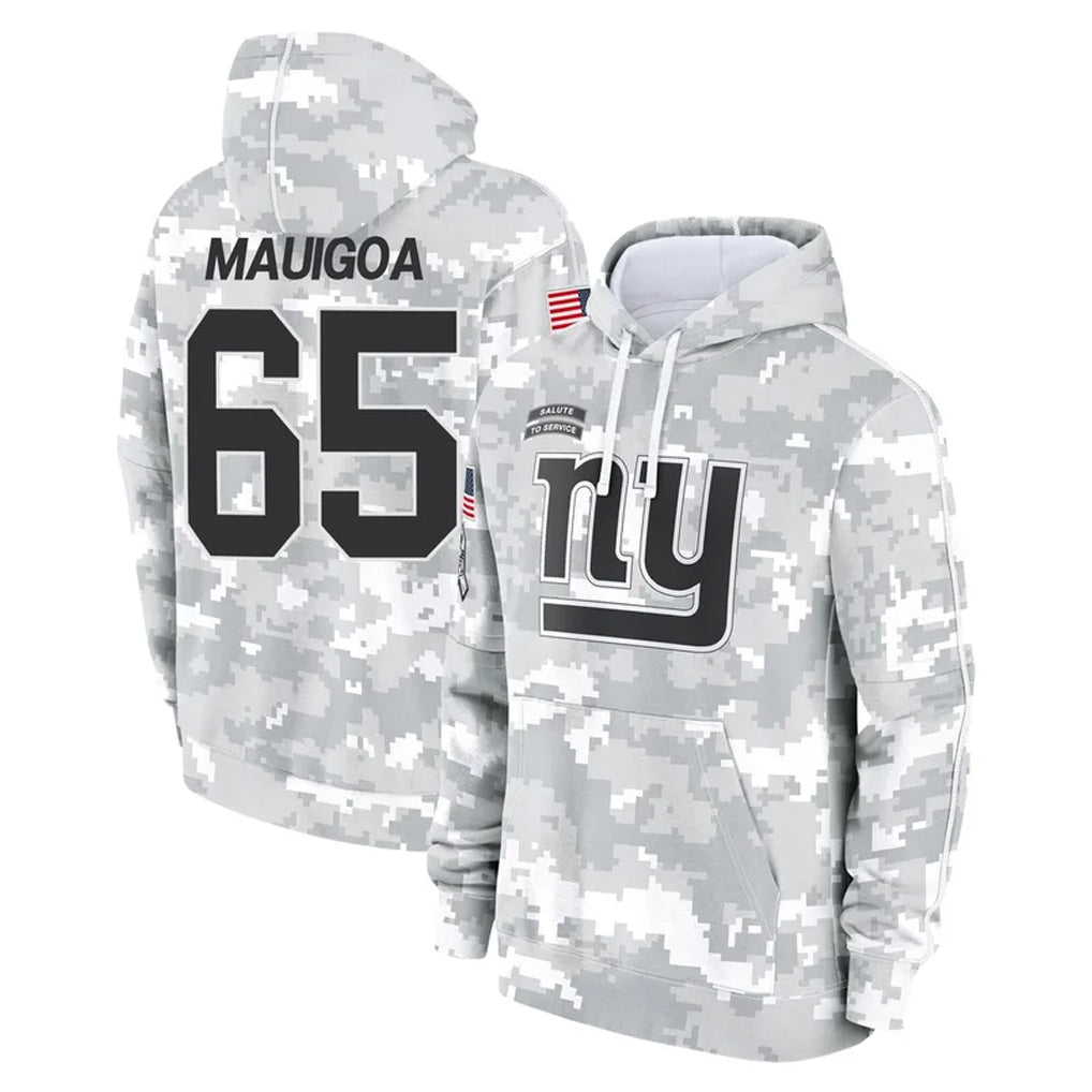 Perkns NY.Giants #65 Francis Mauigoa Player Arctic Camo Salute to Service Pullover Hoodies Limited Game Stitched Jerseys