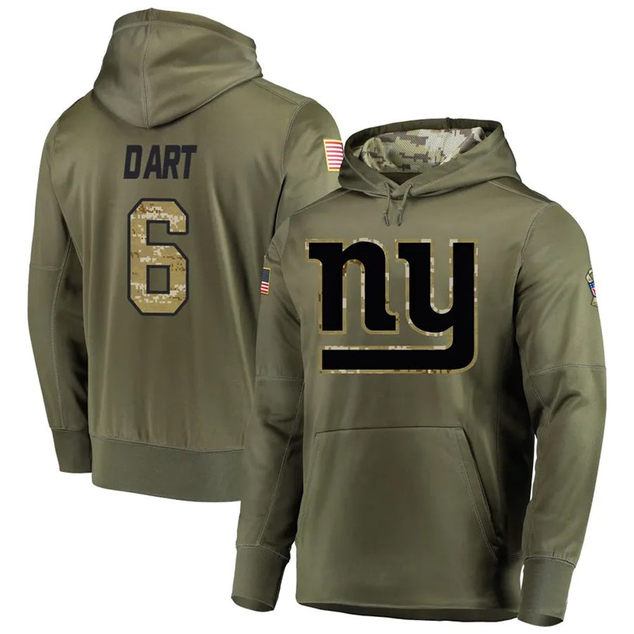 Perkns NY.Giants #6 Jaxson Dart Player Salute to Service Hoodies Stitched Jerseys