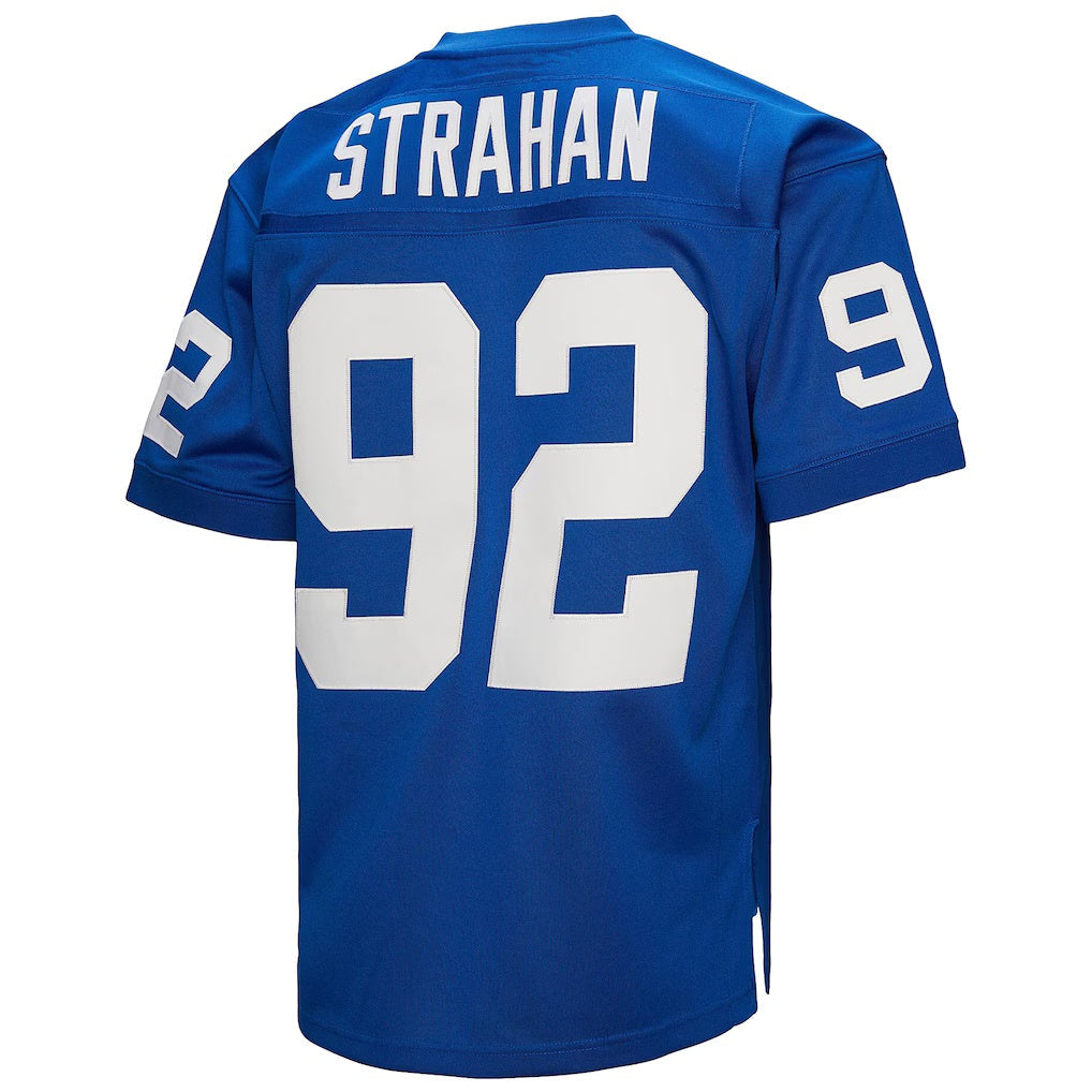 Perkns NY.Giants #92 Michael Strahan Mitchell & Ness Royal Authentic Throwback Retired Player Stitched Jerseys