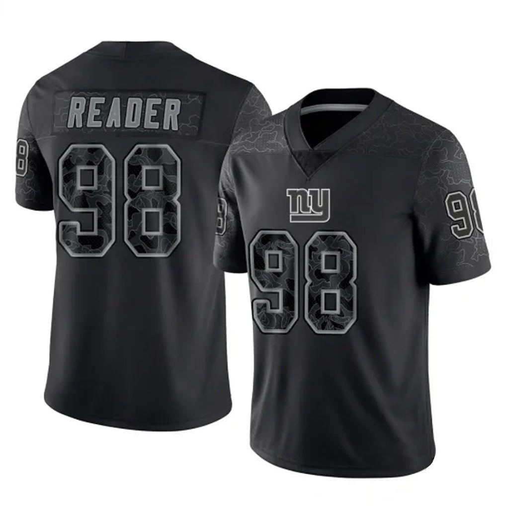 Perkns NY.Giants #98 DJ Reader Player Black Limited Reflective Home Game Stitched Jerseys