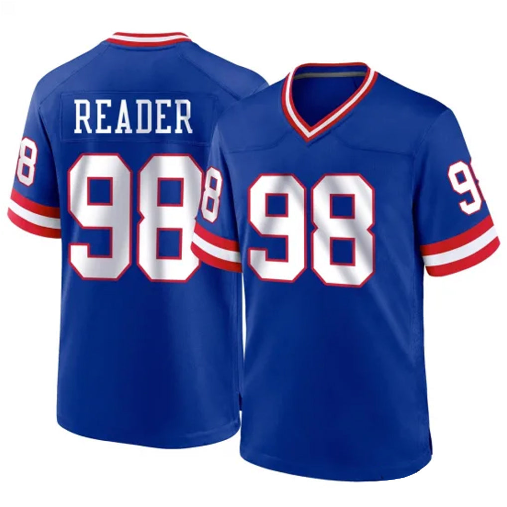 Perkns NY.Giants #98 DJ Reader Player Royal Classic Home Game Stitched Jerseys