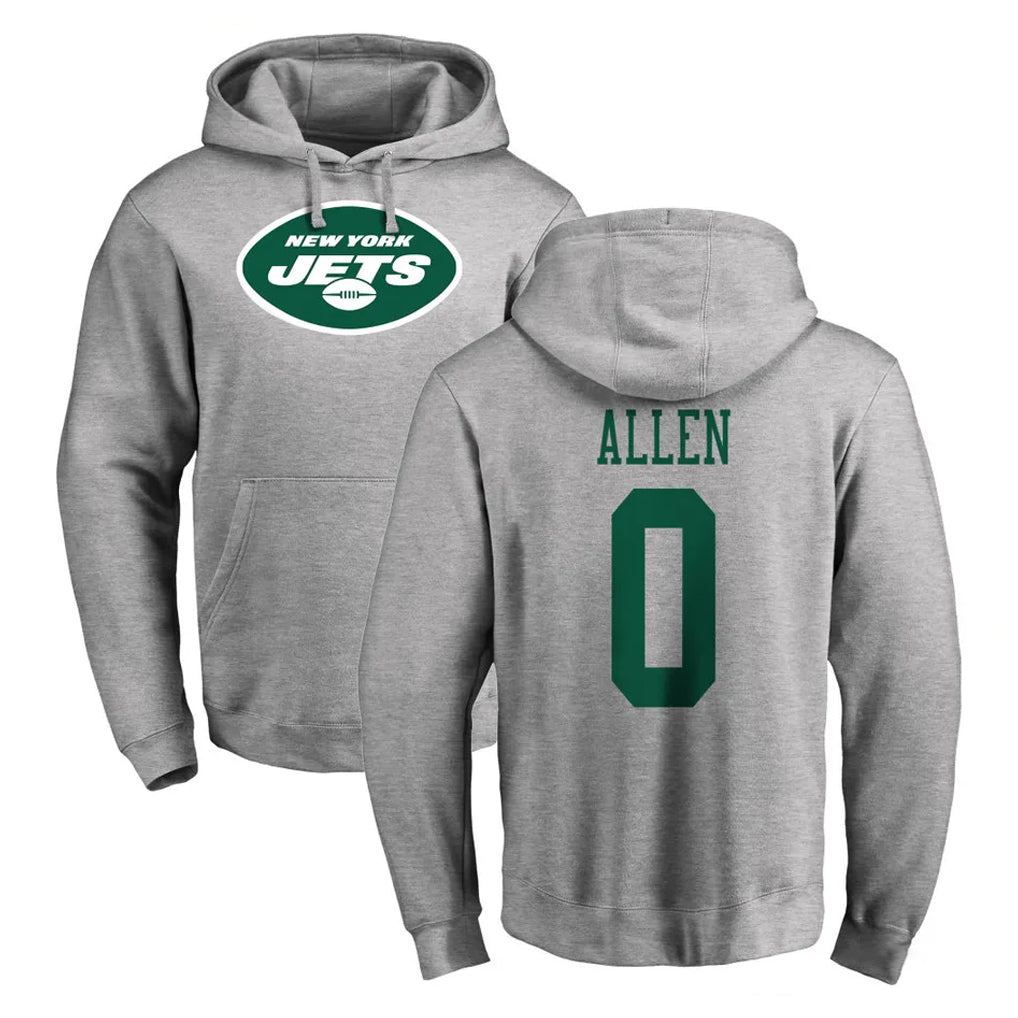 Perkns NY.Jets #0 Braelon Allen Player Gray LOGO Pullover Hoodies Limited Game Stitched Jerseys
